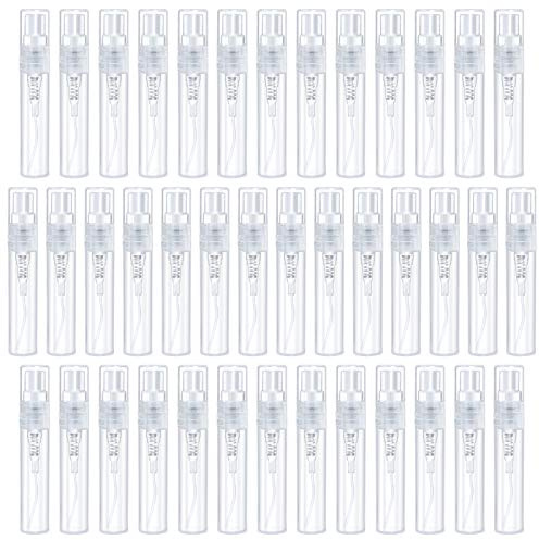 LuluDa 40 Pezzi Mini Flaconi Spray 3ml Mini Spray Vuoto Bottiglia di Profumo di Plastica Mini Flaconi Spray Vuoti Trasparenti Riutilizzabili per Profumi Oli Essenziali e Lozioni per Viaggi
