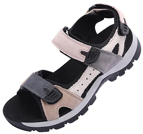 Harssidanzar Damen Sommer Sport Sandalen Wandern Sandalen Outdoor Sport Sandalen Casual Strand Sandalen SL256EU,Rosa Schwarz, Größe 38