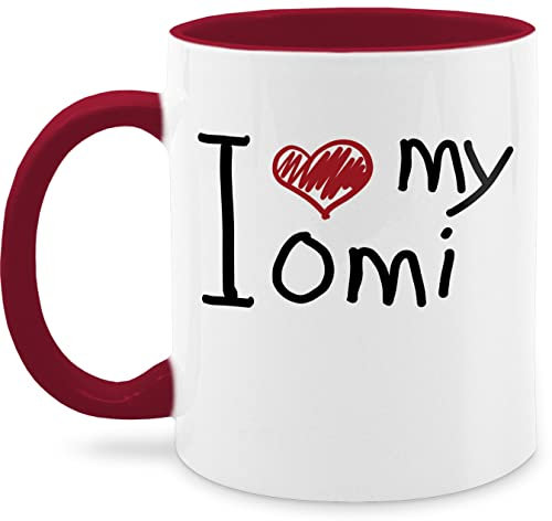 Tasse Tassen 325ml - Oma Großmutter - I love my Omi quer schwarz - 325 ml - Bordeauxrot - geschenke für omis beste omilein omas geschenk zum muttertag kleinigkeit die enkelkinder weihnachten fuer
