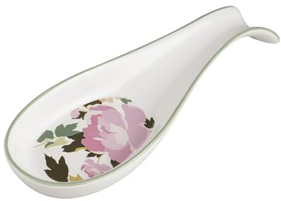Baroni Home Repose Louches en Céramique Décoré, Soutien Louches de Cuisine Résistant à La Chaleur, Accessoire Cuisine Peint à la Main, Ligne Rose, 8x22x3 cm