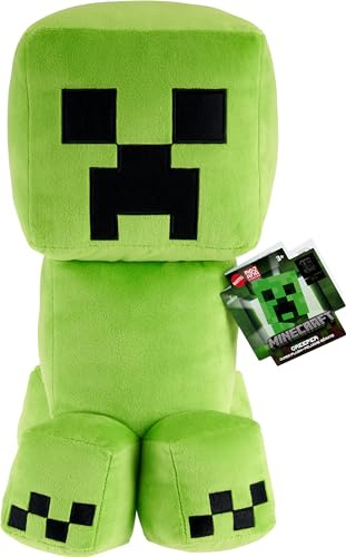 Mattel Minecraft - Creeper Gigante, peluche alto 40+ cm del personaggio del videogioco, dettagli accurati del gioco e design pixelato, giocattolo per bambini, 3+ anni, HWD75