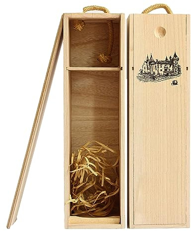 Weinkiste Holzkiste für eine Flasche Wein mit Deckel Geschenkbox Weinbox wiederverwendbare Aufbewahrungsbox für Weinliebhaber