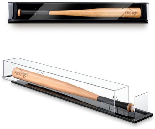 Silipull Bat Display Case - Acrylic 38.25x5.5x5in Baseball Bat Holder, Wall Mounted or Tabletop, UV Protection, Removable Top Cover, for Sport Collector Memorabilia