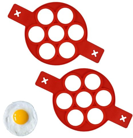 Fli-p N Cook Silicone Pancake Mold, 2 Fli-p Cooker Pancakes Mold, Nonstick & Easy Release Pancake Molds, Reusable Fried Egg Rings Maker, Fun And Unique Shapes, Cooking Accessory