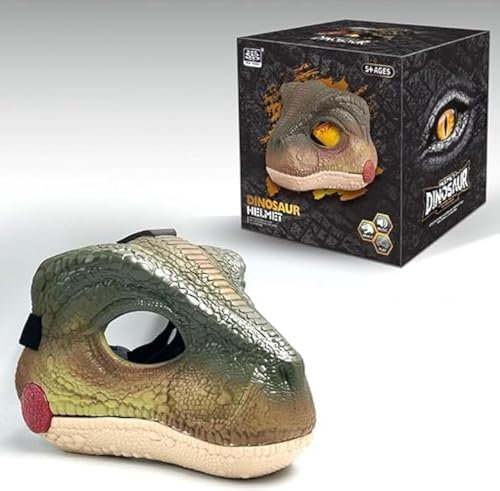 PKKP Dino mask huvudbonad, dino mask flytta jaw med ljud, justerbar storlek realistisk mask drake, halloween, fest, maskerad, cosplay present rekvisita (grön mask)