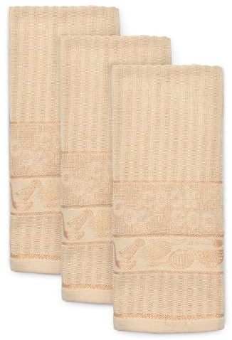 Velosso 3 Pack Cooks Large Everyday Kitchen Tea Towel Set 100% Supreme Ring Spun Cotton Soft and Absorbent Dish Towels, Tea Towels, Dish Cloth, Wipe Cloths (Natural)
