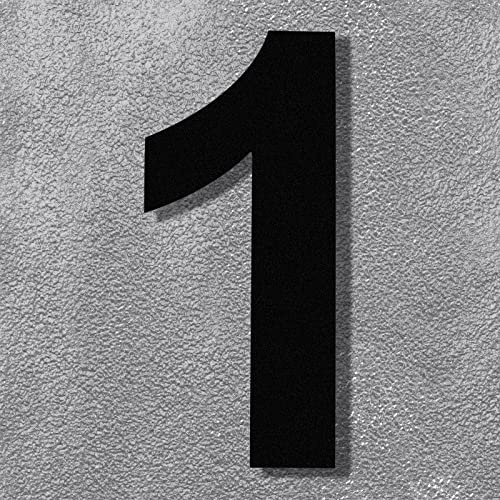 Numeri civici galleggianti moderni in acciaio inox nero, 20,3 cm, elegante e visibile, per casa/ufficio, resistente alle intemperie e facile da installare, numero 1