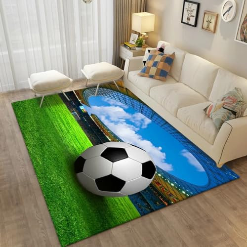 Teppich Kinderteppich Wohnzimmerteppich Schlafzimmerteppich 3D-Gedruckter Superweicher Flanellteppich Fußball - Polyester-Soft-Touch,Leicht Zu Reinigen 80 X 160 cm -9R9R9P7Y0D5X8