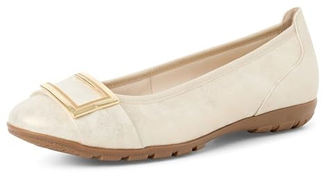 MARCO TOZZI Damen Ballerinas mit Zierschnalle Elegant, Cremefarben (Dune metallic), 39 EU