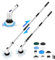 Electric Spin Scrubber Turbo Scrub Cleaning Brush Charging Cordless Handheld Grout Shower Cleaner Bathroom Cleaner with 10 Replacement Brush Heads & Extension Arm or Tile Tub Kitchen Floor Corne
