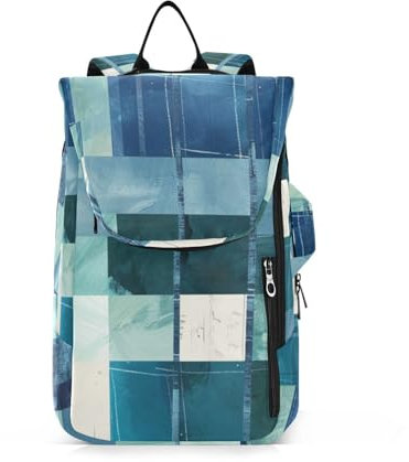 Amooorous Tennis-/Badminton-Rucksack, große Aufbewahrung, quadratisch, geometrisches Karomuster, Stickerei, Rotkehlchen, Blau, 2 Schläger, gepolsterte Tennistasche, Turnbeutel für Männer und Frauen,