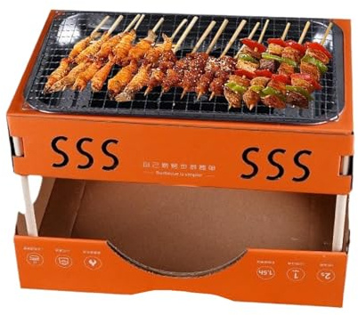 Walopola Tischgrill aus Edelstahl, Holzkohle, tragbarer Grill - Tragbarer Grill aus Edelstahl für 1–3 Personen,Zusammenklappbarer Familiengrill aus Edelstahl für Camping und Picknick