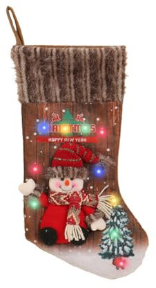 Rudiaoa Weihnachtssocken mit farbigen Lichtern 2023, Weihnachtsbaumschmuck, Kindertasche, Kamindekoration, Socken