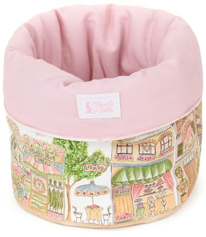 Nuvole di Stoffa Cestino imbottito porta pane in cotone, Shabby Chic La Vie en Rose 23x20 cm