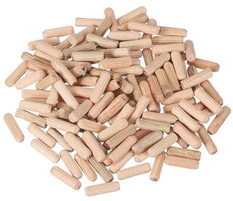 PATIKIL Träpluggar stift 1/4 tum x 3/4 tum (6 mm x 20 mm) raka pluggstänger trä räfflade pluggar stavar för hantverksmöbler gör-det-själv träräv 150