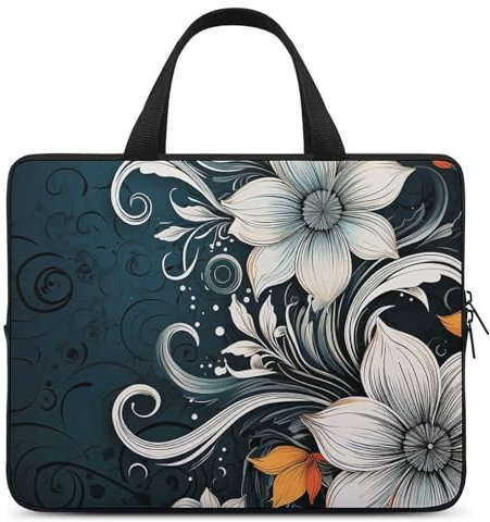 Laptop Sleeve with Handle Novelty Boho Abstract Flowers Laptop Sleeve Bag Ultra-Thin Computer Bag Cover for 12-17 Inch