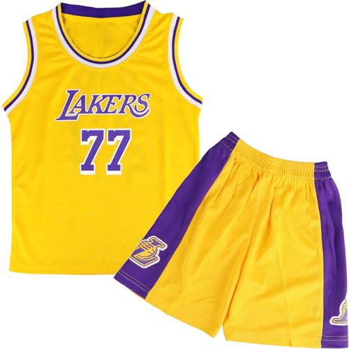 FUTERLY baskettröja för barn, 2 stycken, basketboll barnjersey och shorts, ärmlös baskettröja, pojkar tröja, basketboll, set för 4–14 barn, Gul -DL, 3–4 Jahre/110