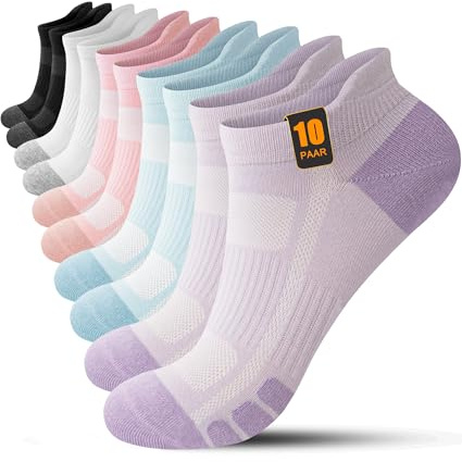 FORVEVO 10 par sneakerstrumpor för herr och dam, bomullssportstrumpor, andningsbara löparstrumpor, korta, 39-42 EU