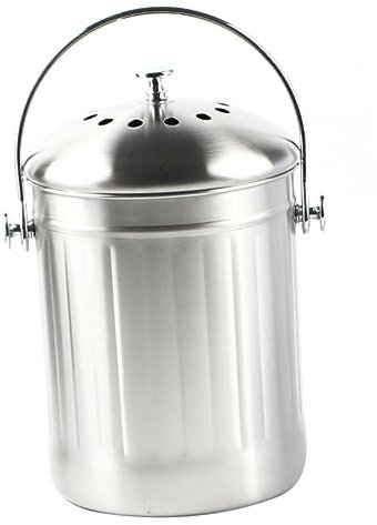 Alipis Bac à Compost Cuisine en Acier Inoxydable Grand Format Couvercle Hermétique, Poignée Portable, Composteur D'intérieur pour Déchets Alimentaires, Poubelle De Comptoir Pratique