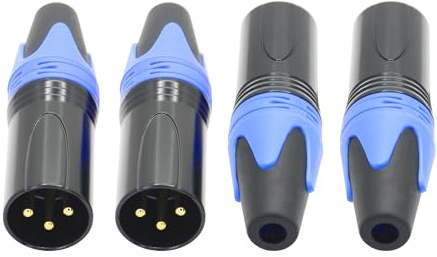 Riertostng 4 Stück 3 Pin XLR Mikrofon Kabel Stecker, XLR Audio Lautsprecher männliche Stecker Socket, für DMX Signal Lautsprecher Audio Übertragung Ersatz