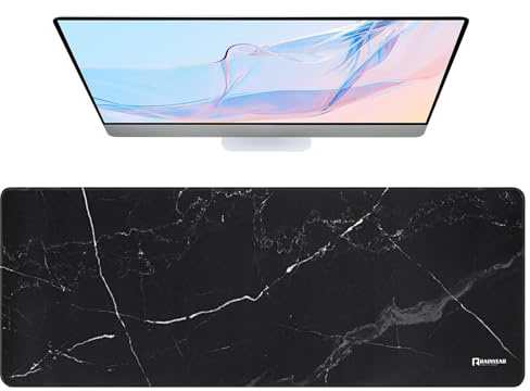 RAINYEAR Extra Large Gaming Mouse Pad 800L x 300W mm Oberfläche mit rutschfestem Gummiboden, optimiert für Gaming-Sensoren, mäßige Oberflächenreibung, Mac & PC Gaming Zubehör, Schwarz Marmor