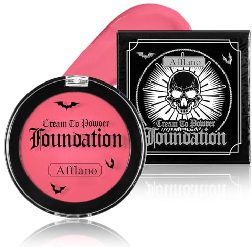 Pink Face Body Paint Cream to Powder Foundation Makeup, Pro Multi-Use Face Painting & Cream Blush for Pink Halloween FX Makeup, Non Toxic Washable Long Last Facepaint for Skull, Goth, Parties, Cosplay