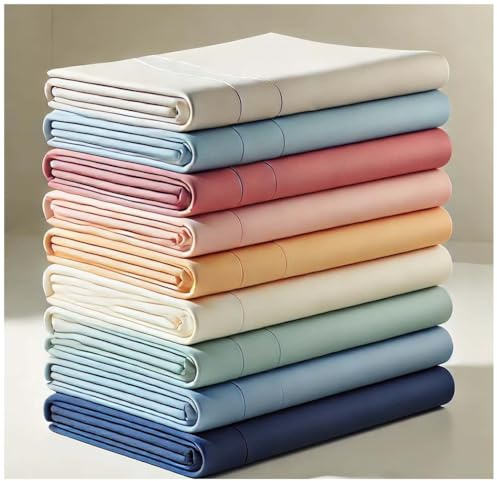 L22G Lot de 6 Draps Housses Polycoton, 57-Fils -3 Tailles au Choix 90x190cm 140x190cm 160x200cm (160x200cm) Repassage Facile Anti-Plis