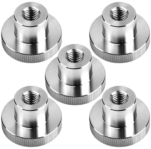 5 Pezzi DIN 466 M8 Dadi Zigrinati Alto,Dado Zigrinato Rotonde in Acciaio Inox,Stringere a Mano Parti di Fissaggio Dadi,Manopole Femminile Filettato con Foro Passante per Macchine Utensili