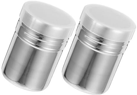 CATIEBYE 2pcs Stainless Steel Powder Sprinkler Fine Mesh Shaker for Baking Sugar Cocoa Flour Dusting Sugar Shaker Lid Professional Baking Accessory