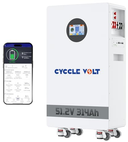 CYCCLEVOLT 48V 300Ah Lithium LiFePO4 Batterie mit 200A PACE BMS, 16kWh LiFePO4 Solarbatterie mit WiFi&Bluetooth, RS485&CAN, Touchscreen, APP-Steuerung,8000+ Zyklen für Solar, Wohnmobile, Heimenergie