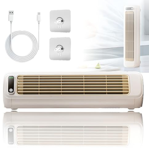 Ventilador de Aire Acondicionadores Portátiles de Ca Para la Oficina de la Habitación, Ventilador de Aire Frío de Refrigerador de Pared Tranquila en la Pared 2000Mah Recargable white