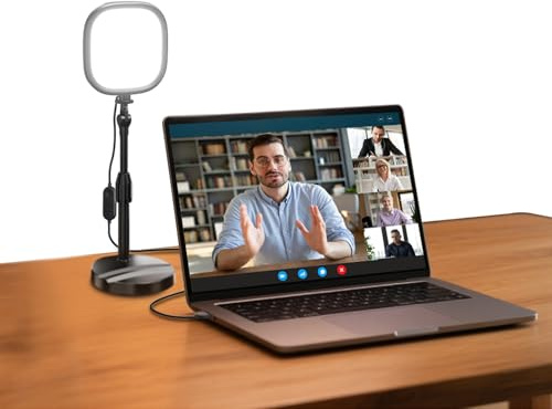 NEEWER Basics 5 Tisch Videolicht für Videoanrufe, CRI95 Vollbild LED Ringlicht mit Ständer, 10W zweifarbige, Edge Lit Zoom Videokonferenz Licht für Computer Laptop Webcam Handy Streaming, NL10