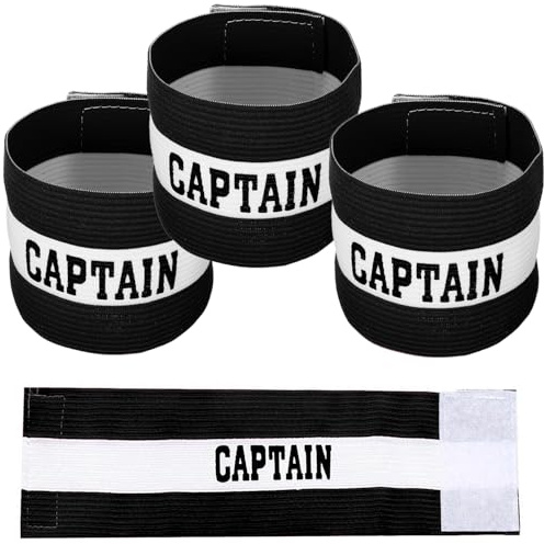 ACKKOR 3er-Set Kapitänsbinde Fußball, Verstellbare Kapitän Armbänder für Kinder und Erwachsene, Zubehör für Fußball, Rugby, Basketball (Schwarz)