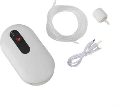 Aérateur d'appâts vivants rechargeable avec tube simple ou double, moteur 2 W/4 W, batterie 1500 mAh/2200 mAh, oxygénateur ABS pour aquariums de pêche 15-35 L, alimentation AC/DC, comprend des pierres