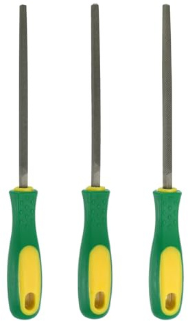 QUARKZMAN 1 Set Lima Quadrata Da 6 Con Denti Doppio Taglio Fine/Medio/Bastardo In Acciaio Ad Alto Contenuto Di Carbonio T12 Con Impugnatura In Plastica Grigio/Giallo-Verde
