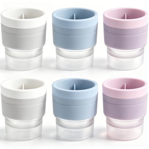 6 Pcs Silicone Ice Ball Mould Maker Set with Easy Release, 2.4 Inch Large Round Ice Cube Trays for Whisky, Cocktails & Soft Drinks, Leakproof & Stackable Design to Save Freezer Space, BPA-Free Premium