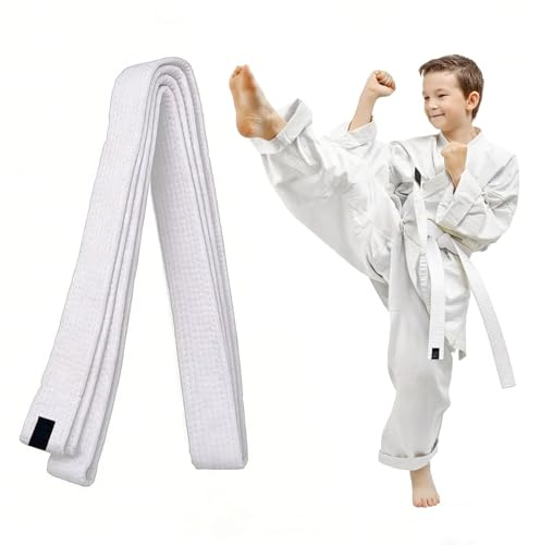 1 Pièce Ceinture Judo Karaté Taekwondo Blanc, en Coton 220 cm, Longue et Souple Ceinture d'Arts Martiaux pour Entraînement et Compétition