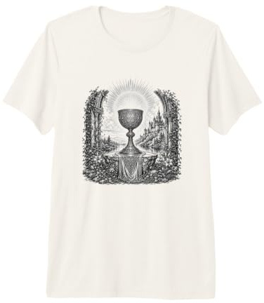 Saint Graal Légende arthurienne Calice Sacré Art Ligne Art T-Shirt Haut de Gamme