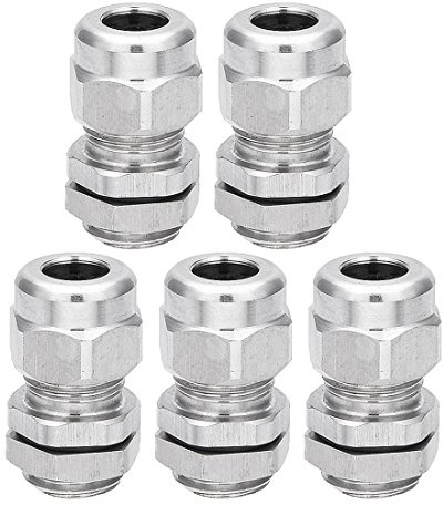 sourcing map 5 Stücke M12 x 1.5 Metall Wasserdicht Stecker Verschluss Kontermutter Stuffing Kabelverschraubung