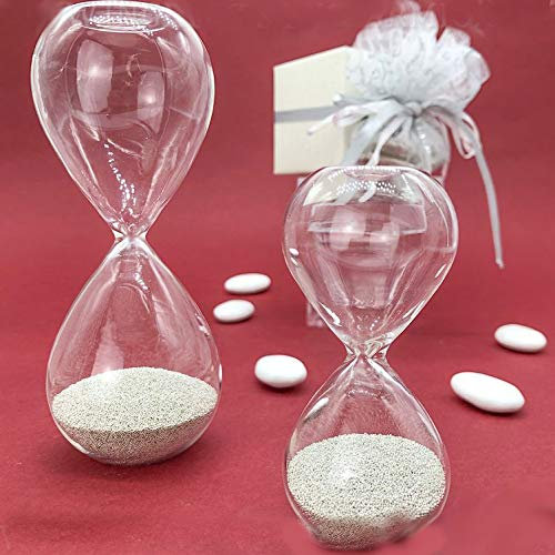 Ingrosso e Risparmio Clessidra in Vetro con Piccole Perline argentate, in Due Dimensioni, bomboniere Eleganti Nozze, Anniversario, 25 Anni di Matrimonio (Standard-Senza confezionamento)