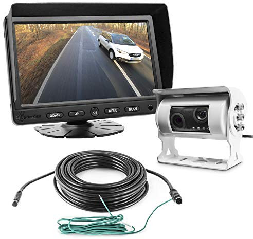 Carmedien cm-DKRFS3 Twin Rückfahrsystem 12V 24V Dual Rückfahrkamerasystem digitaler Rückspiegel Wohnmobil Transporter LKW Doppel Rückfahrkamera