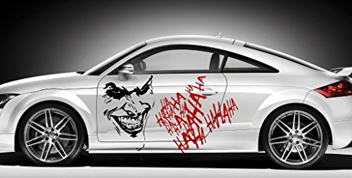 Joker Aufkleber Sticker + Schrift Hahaha von Finest-Folia Autoaufkleber Folie Carbon Matt Tuning KX011 KX029