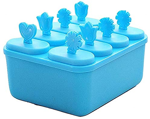 LoveLegis Molde para paletas - Helado - pequeño - niños - 8 moldes - Color Azul Claro - Cuadrado - 14 x 12 cm - Visto en televisión - Idea de Regalo de cumpleaños