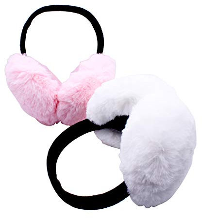 Abcsea 2 Stück winter ohrenschützer damen, ohrenwärmer für mädchen, Damen Winter Ohrenschützer, ohrenwärmer für männer, Ohrenwärmer Frauen pink und weiß