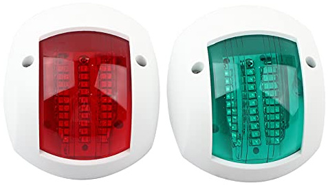 EBTOOLS pour batterie pour feux de navigation pour feu de navigation led Feux de navigation pour bateaux, paire de lampe de signalisation sphérique rouge vert LED lumière de navigation de bateau étan