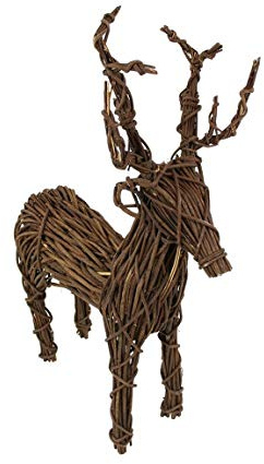 Figur Rentier, Rebenzweige auf Metall geflochten, 76 cm, Weihnachtsdeko | Dekofigur, Winterdeko, Tierfigur, Weihnachtsdekoration, Skulptur