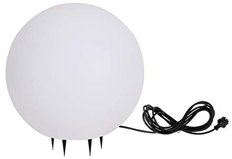 Trango 1er Set 400W IP65 Gartenkugel 40cm Durchmesser in Weiß matt *SNOW* inkl. ca. 5 Meter IP44 Kabel mit 1x E27 Fassung, Kugelleuchte, Gartenleuchte, Leuchtkugel, Außenleuchte ohne Leuchtmittel