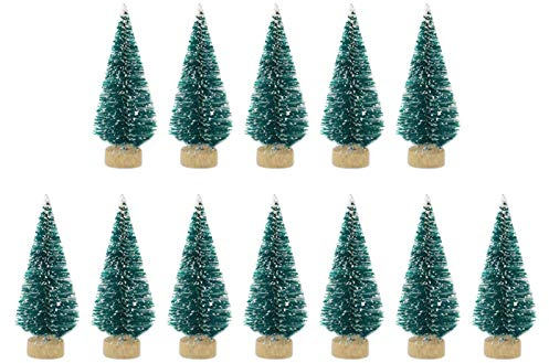 Ardorman 12 Stück Weihnachtsbaum Künstlich Klein Sisal Schnee Kiefern Bäume, Mini Desktop Weihnachtsbaum Deko Kleine Tannenbaum Christbaum - Mehrere Farben Erhältlich, 6,5cm Blaugrün