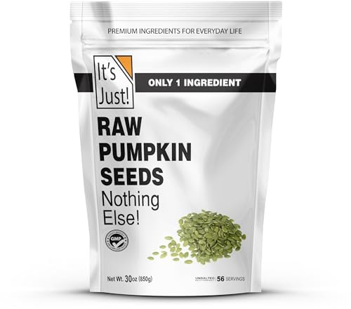 It's Just - Pumpkin Seeds (Pepitas), No Shell, Keto Friendly Snacking, Non-GMO, Packed in USA (Raw/Unsalted, 30 Ounce)