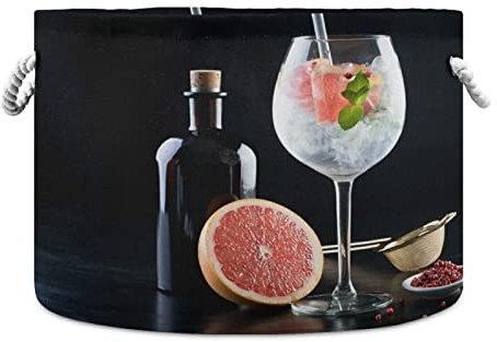 Fancy Gin and Tonic - Cesto in corda di cotone di grande capacità, organizer per giocattoli, cesti regalo, vestiti, biancheria, ornamento per le vacanze, contenitore per cocktail, frutta fresca,